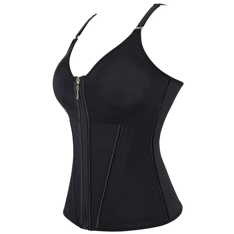 Qinelle black waist trainer vest structured front panel