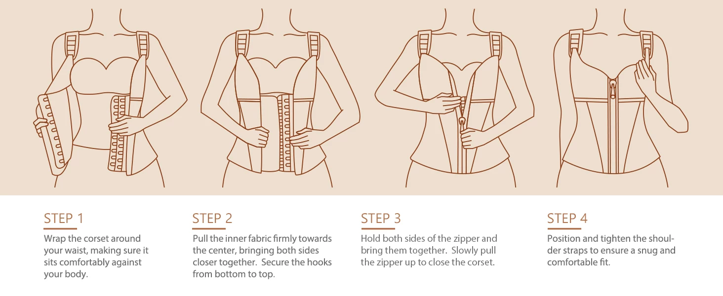 Qinelle nude waist trainer vest zipper and hook detail