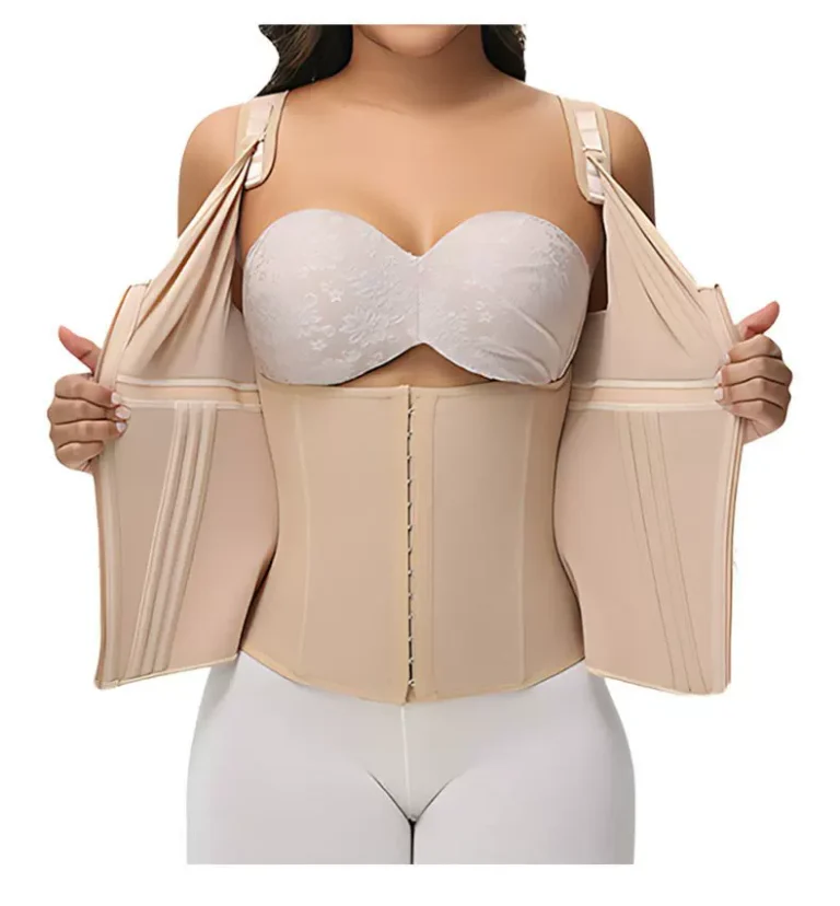 Qinelle nude zip-front waist trainer vest front view