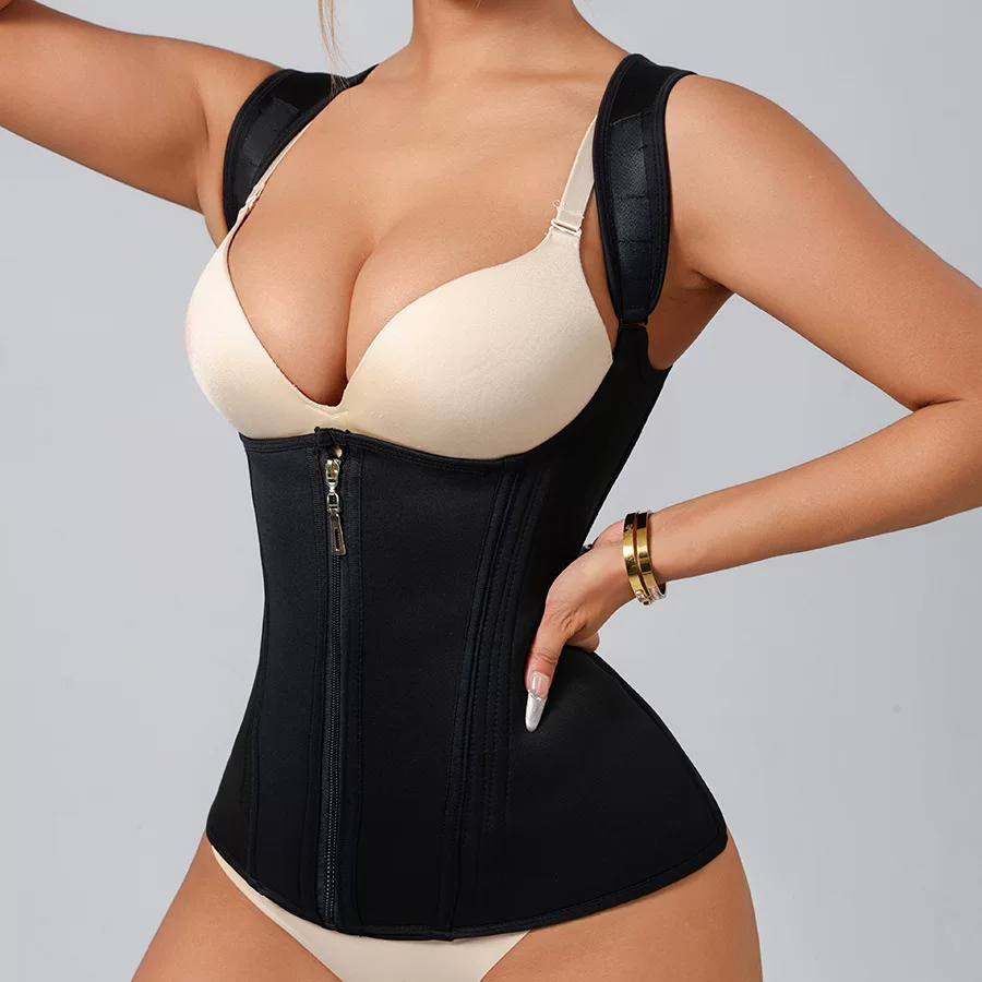 Qinelle open-bust zip-front waist trainer vest — view 5