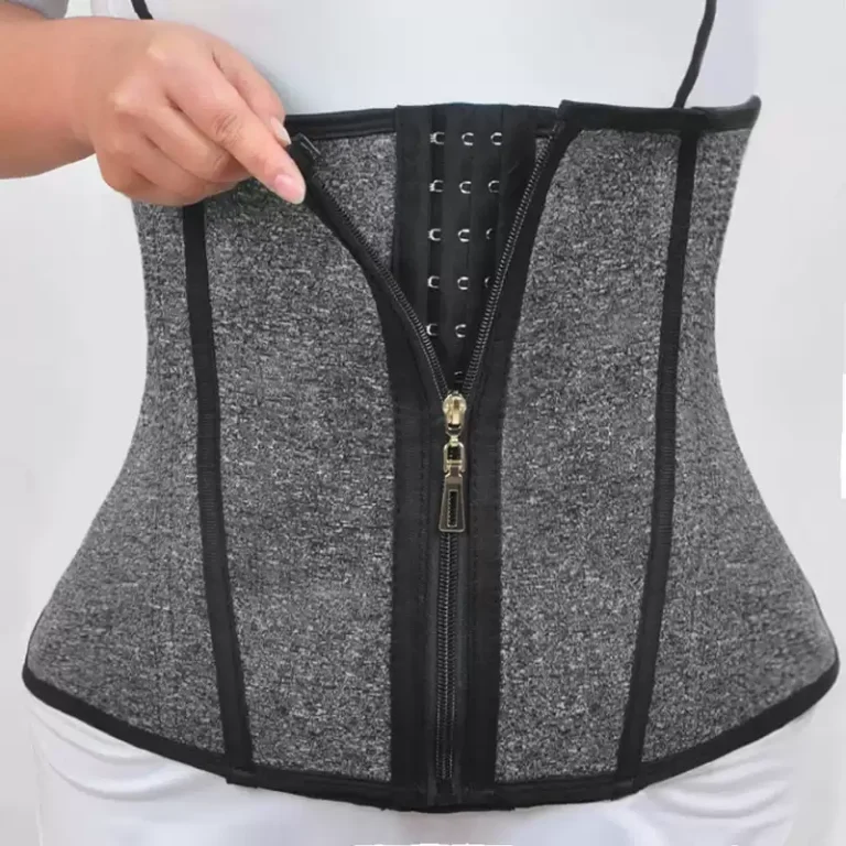 Qinelle snowflake gray underbust zip-front waist trainer corset front view