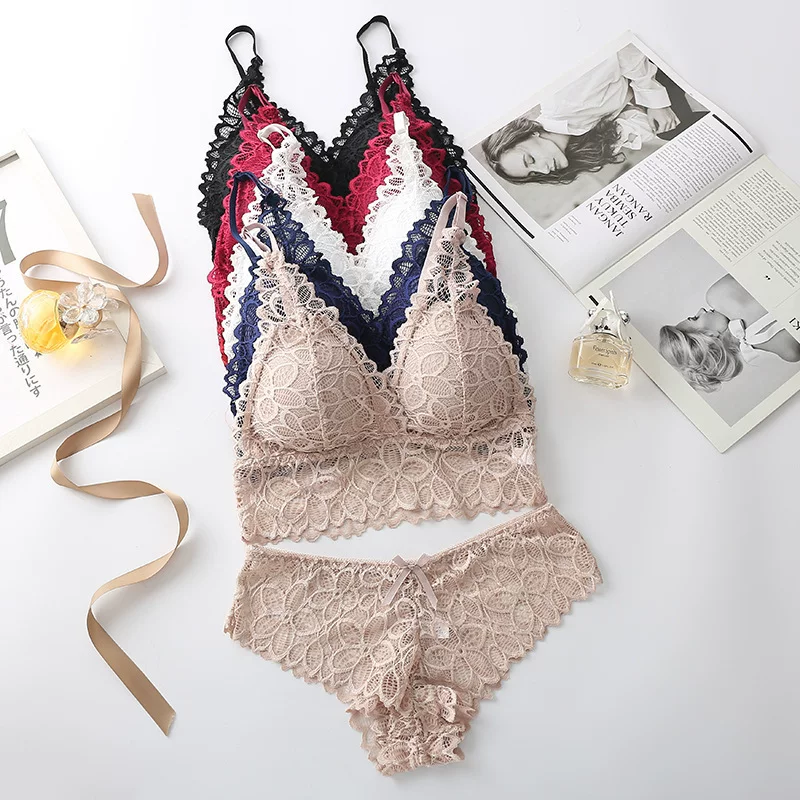 Qinelle lace strap, cup and color detail collage