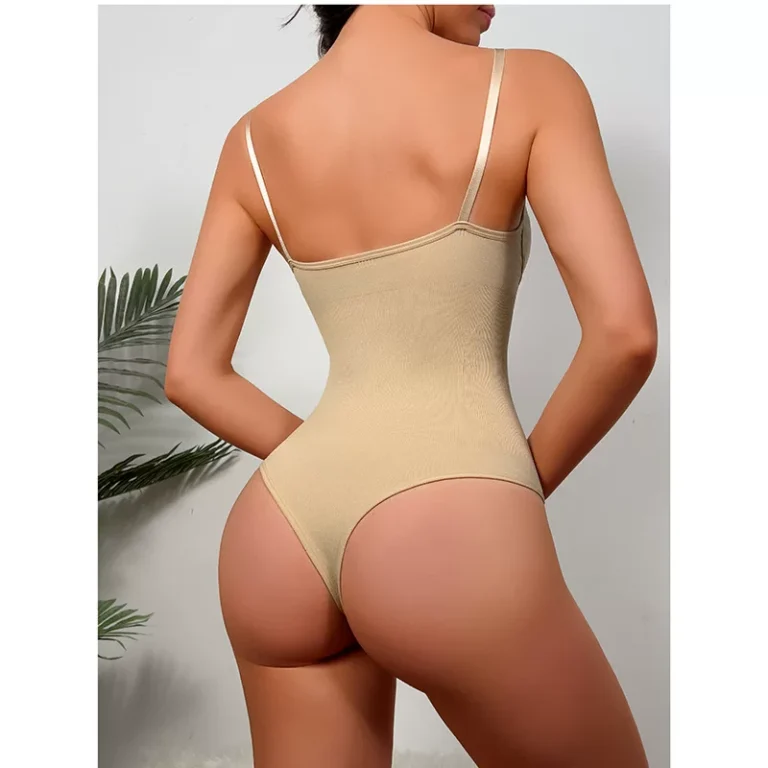 Qinelle nude seamless V-neck shaping bodysuit back view