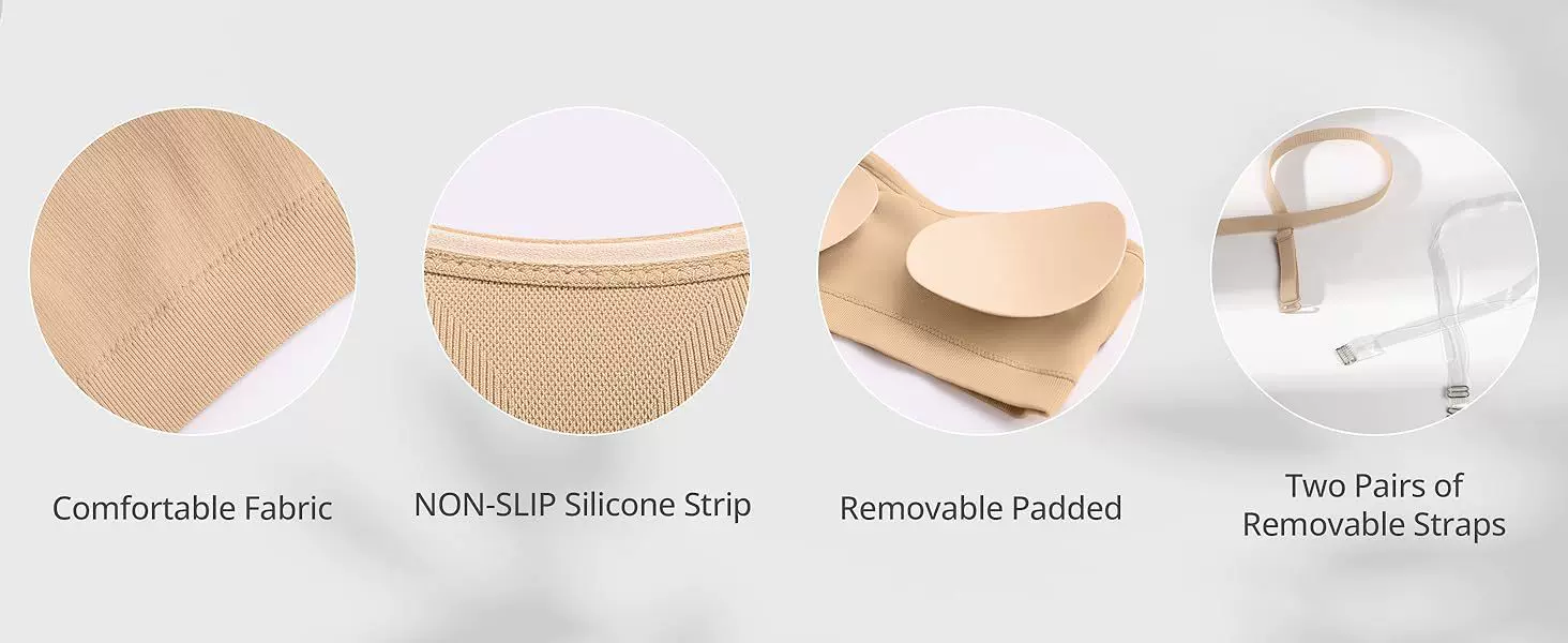 Fabric, silicone edge, removable pads and removable strap details