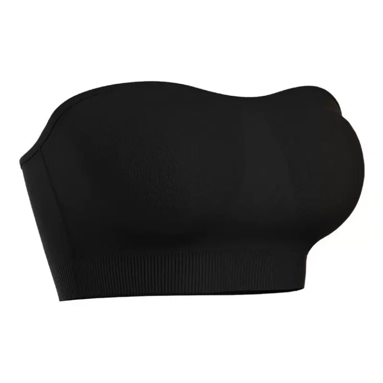 Black seamless strapless bra product-only view