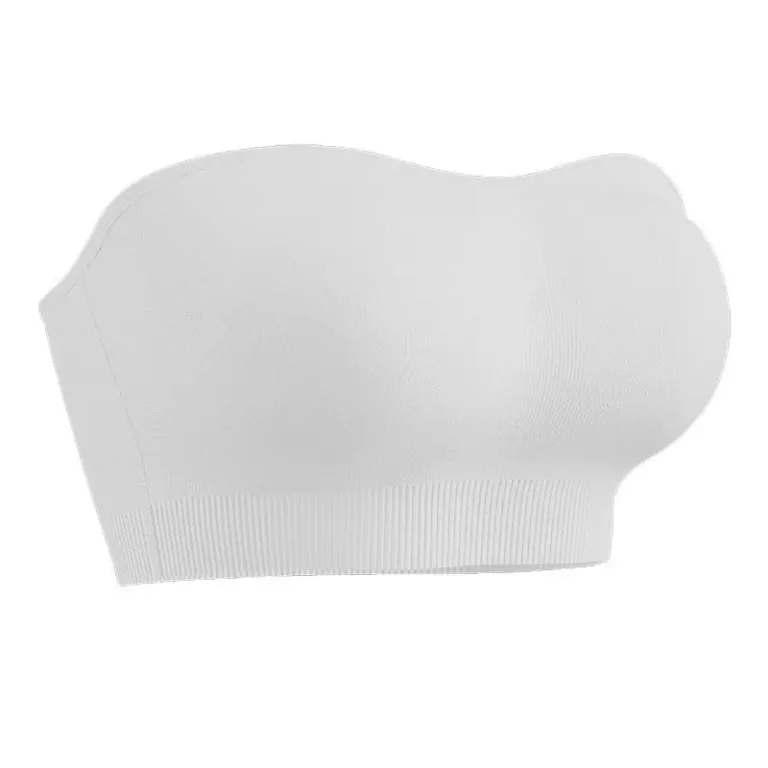 White seamless strapless bra product-only view