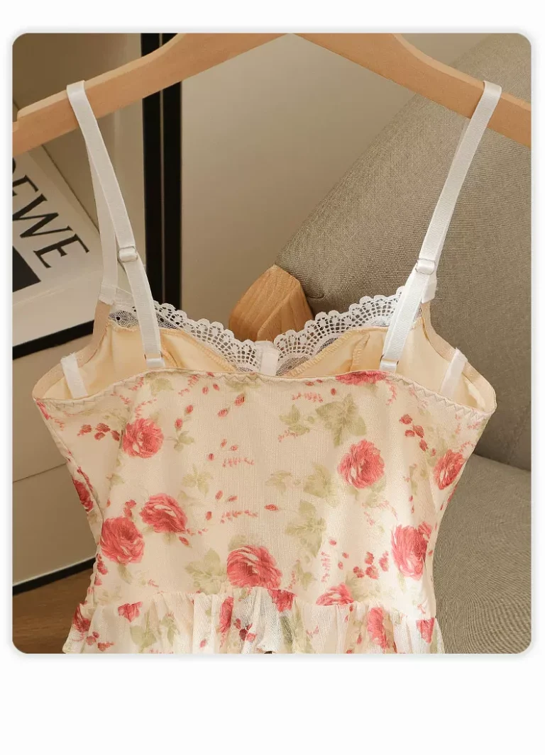 Apricot floral bustier back panel and adjustable straps