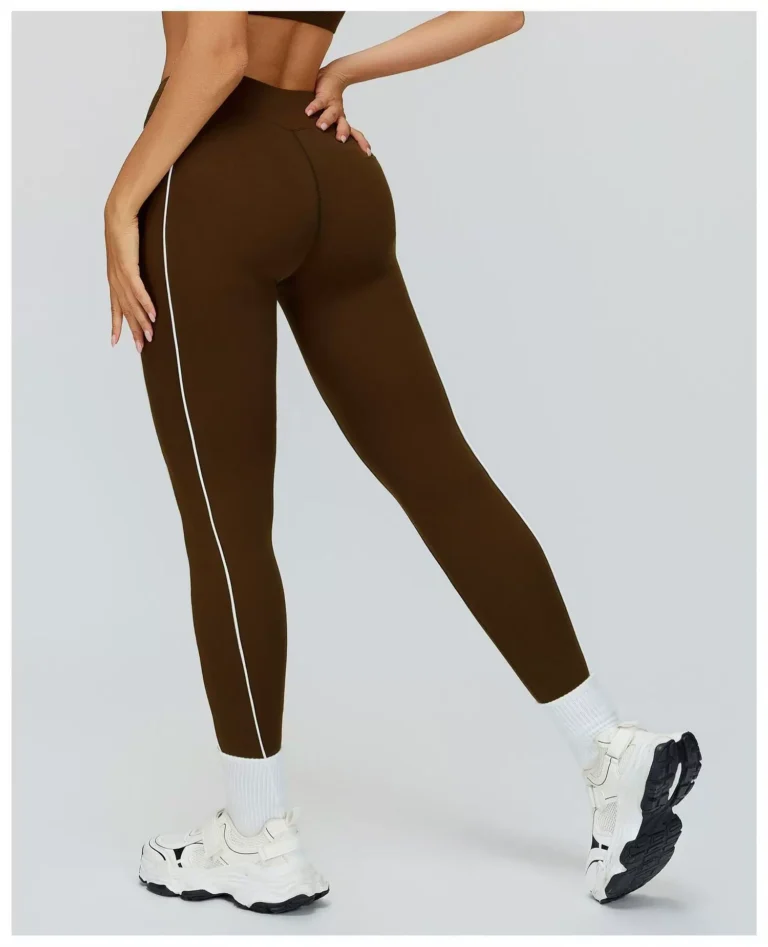 Coffee Brown high-waist sculpting leggings shown from the back
