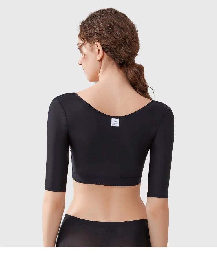 Black built-in cup compression bra top back view