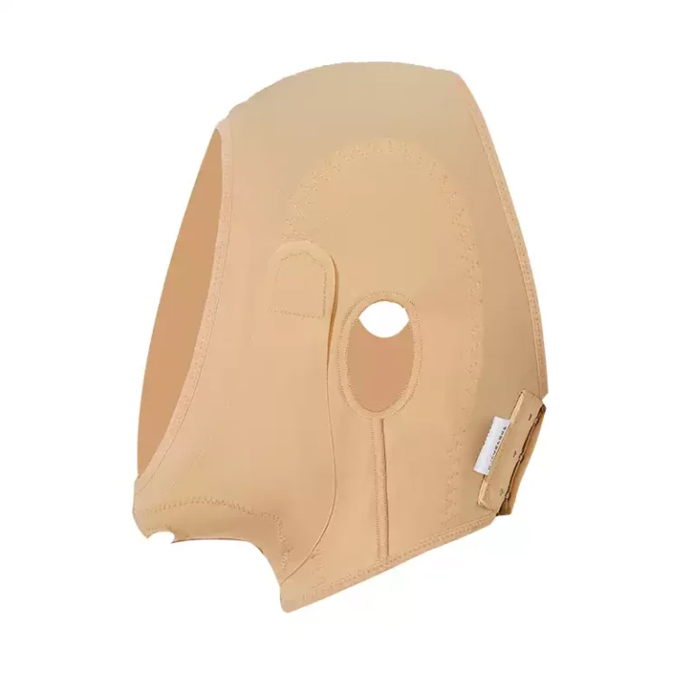 Beige full-head compression wrap product-only side view