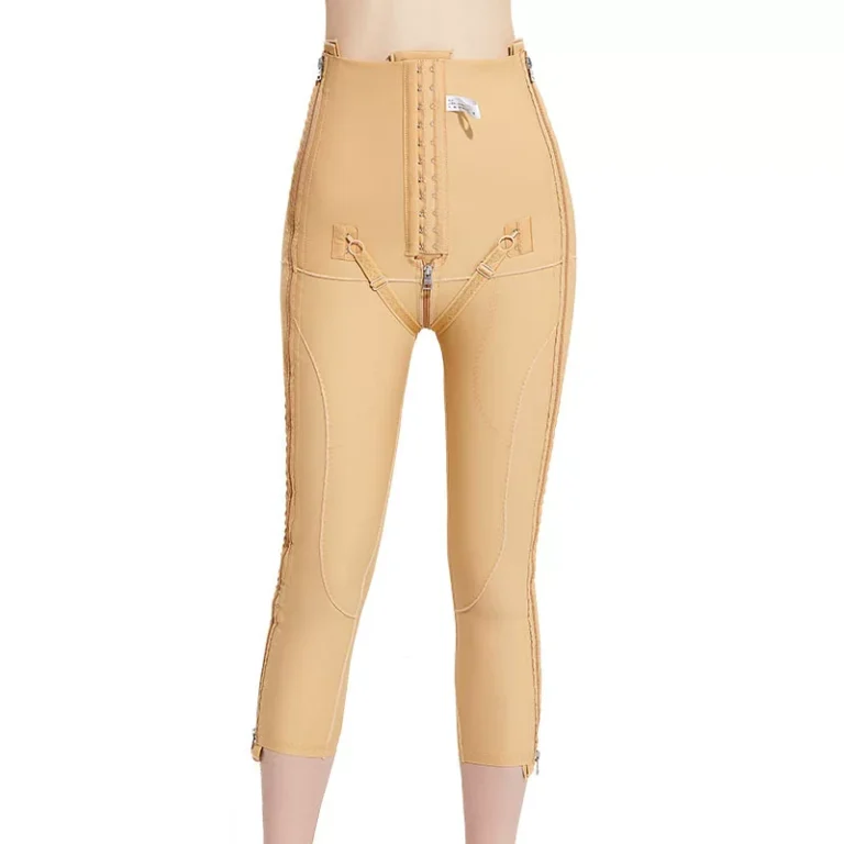 Beige Capri-length post-surgery compression leggings product front view