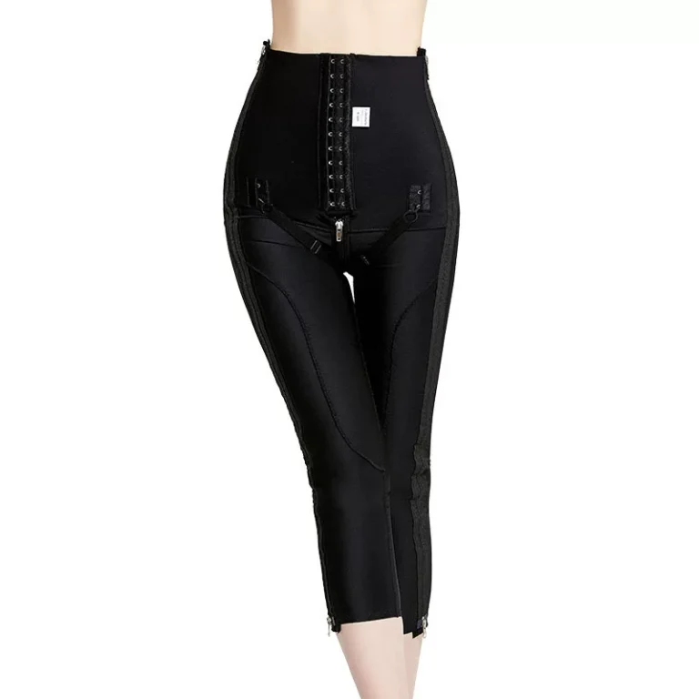 Black Capri-length post-surgery compression leggings product front view