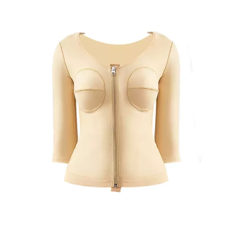 Beige post-op compression top product-only front view