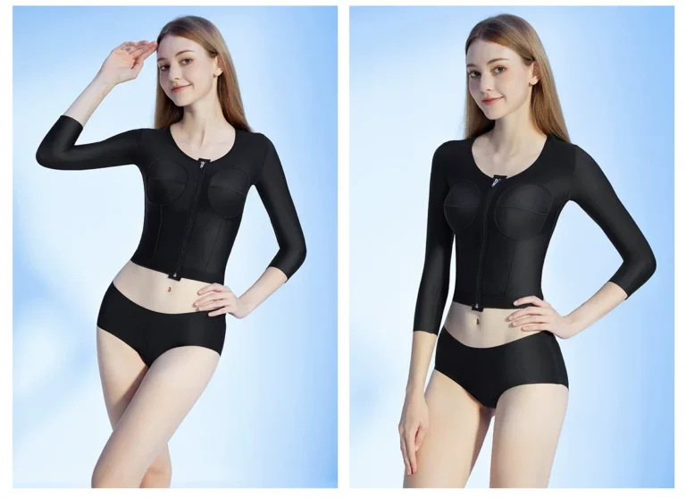 Black post-op compression top two front model views