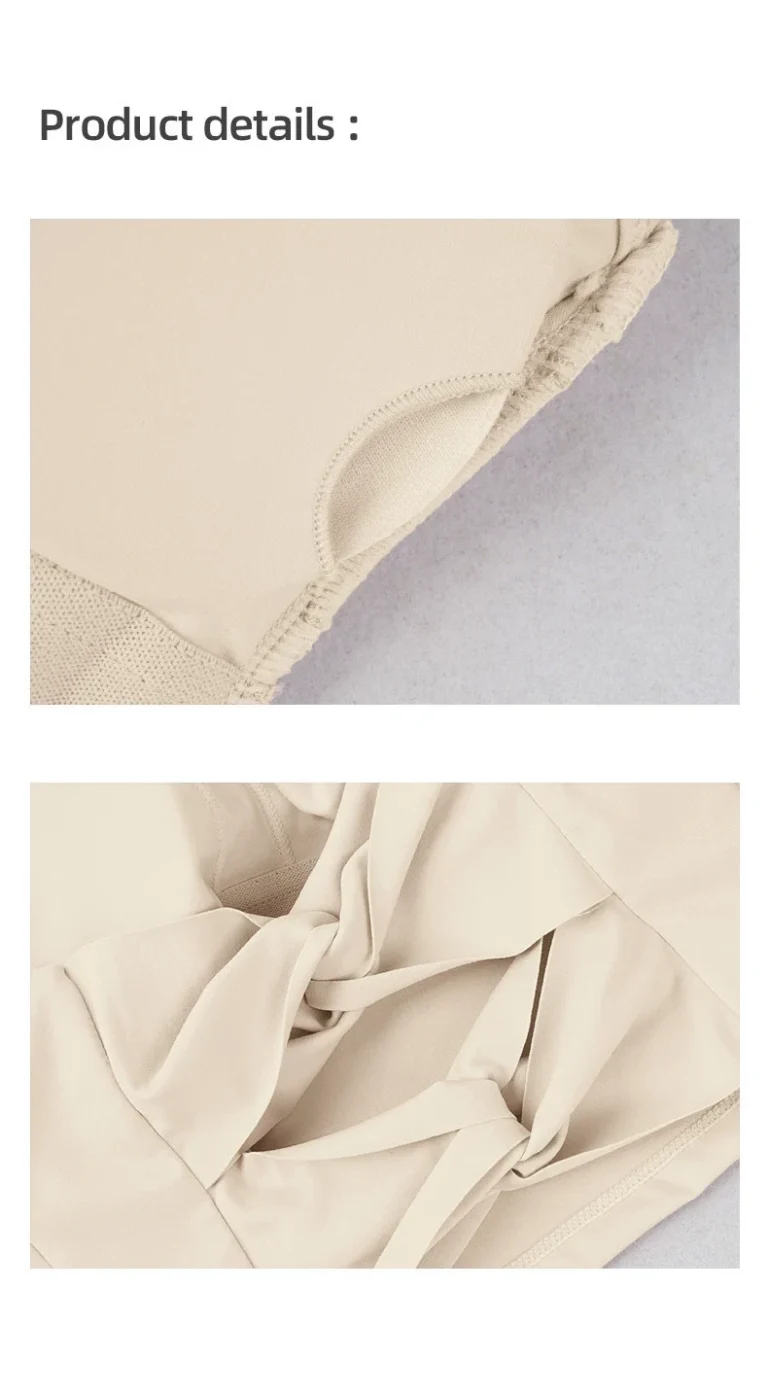 Removable cup pad opening and twist-back fabric details