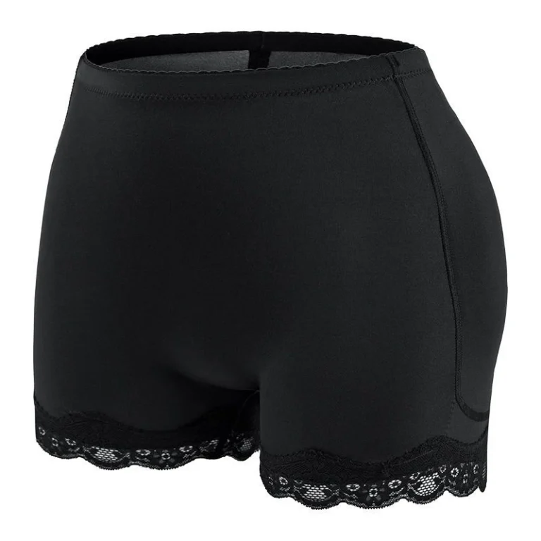 Black removable padded shaper shorts with lace trim