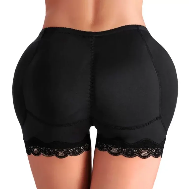 Black padded butt and hip enhancing shaper shorts rear fit