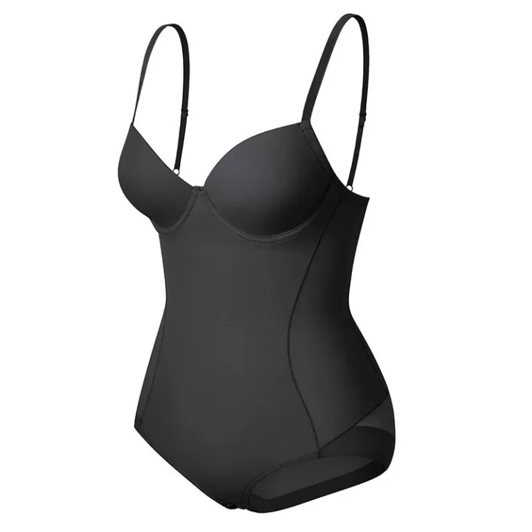 Qinelle built-in bra shaping bodysuit black product front three quarter