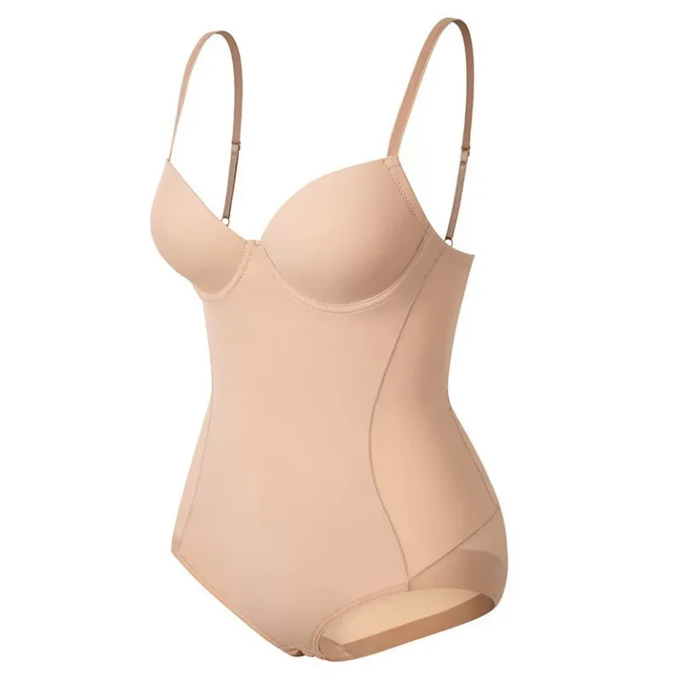 Qinelle built-in bra shaping bodysuit nude product front three quarter