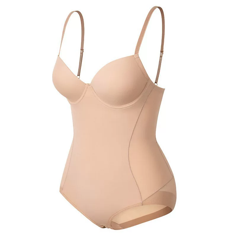 Nude bodysuit front three-quarter product view