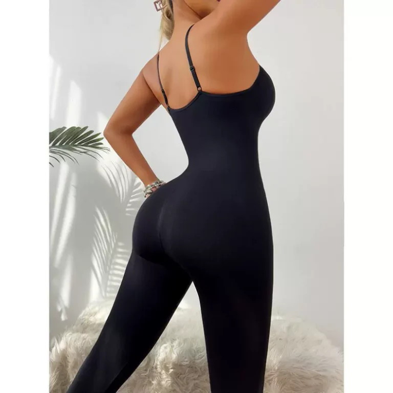 Qinelle black seamless shaping jumpsuit back and waist fit detail