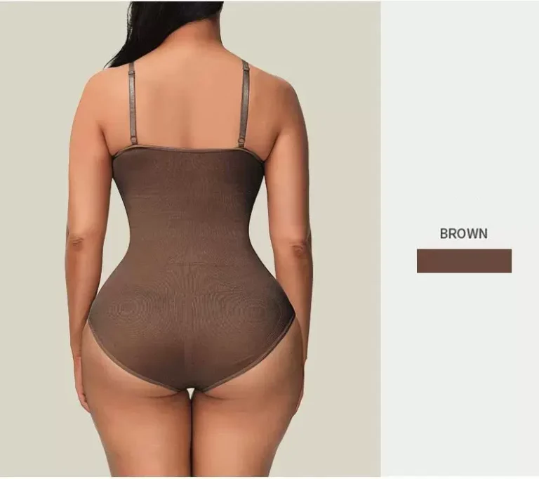 Qinelle coffee detachable-strap shaping bodysuit brief back view