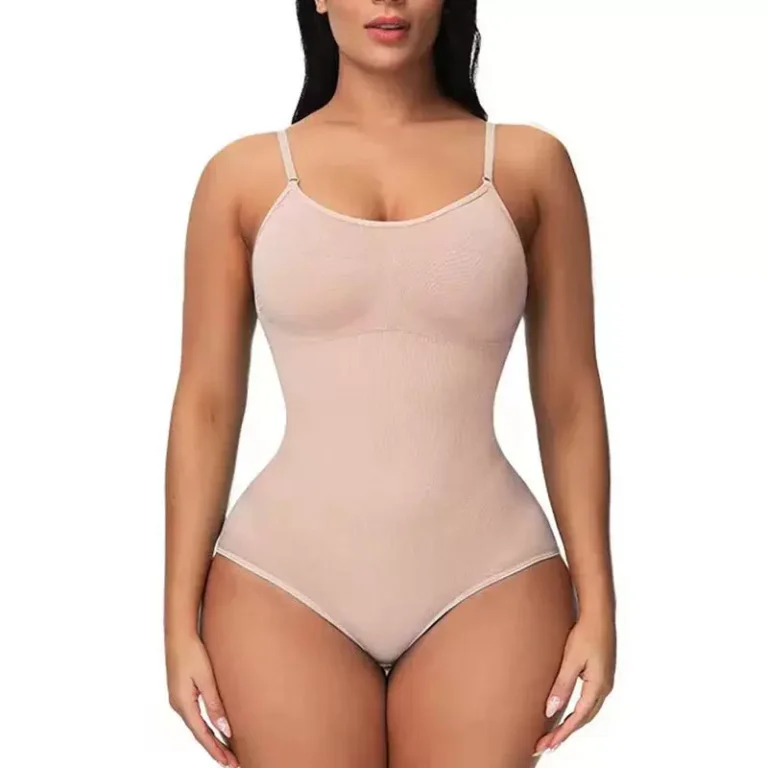 Qinelle nude detachable adjustable-strap tummy-control bodysuit brief front view