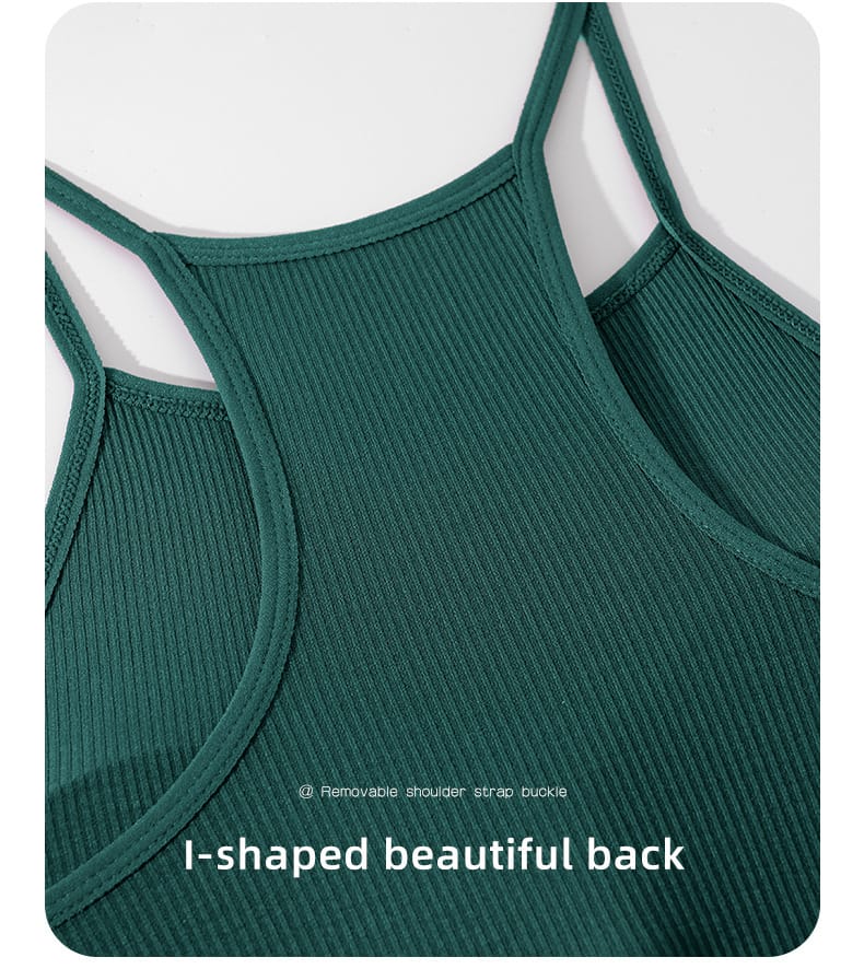 Qinelle 29170 racerback sports bra and brief set - Forest Green I-shaped racerback and shoulder strap detail