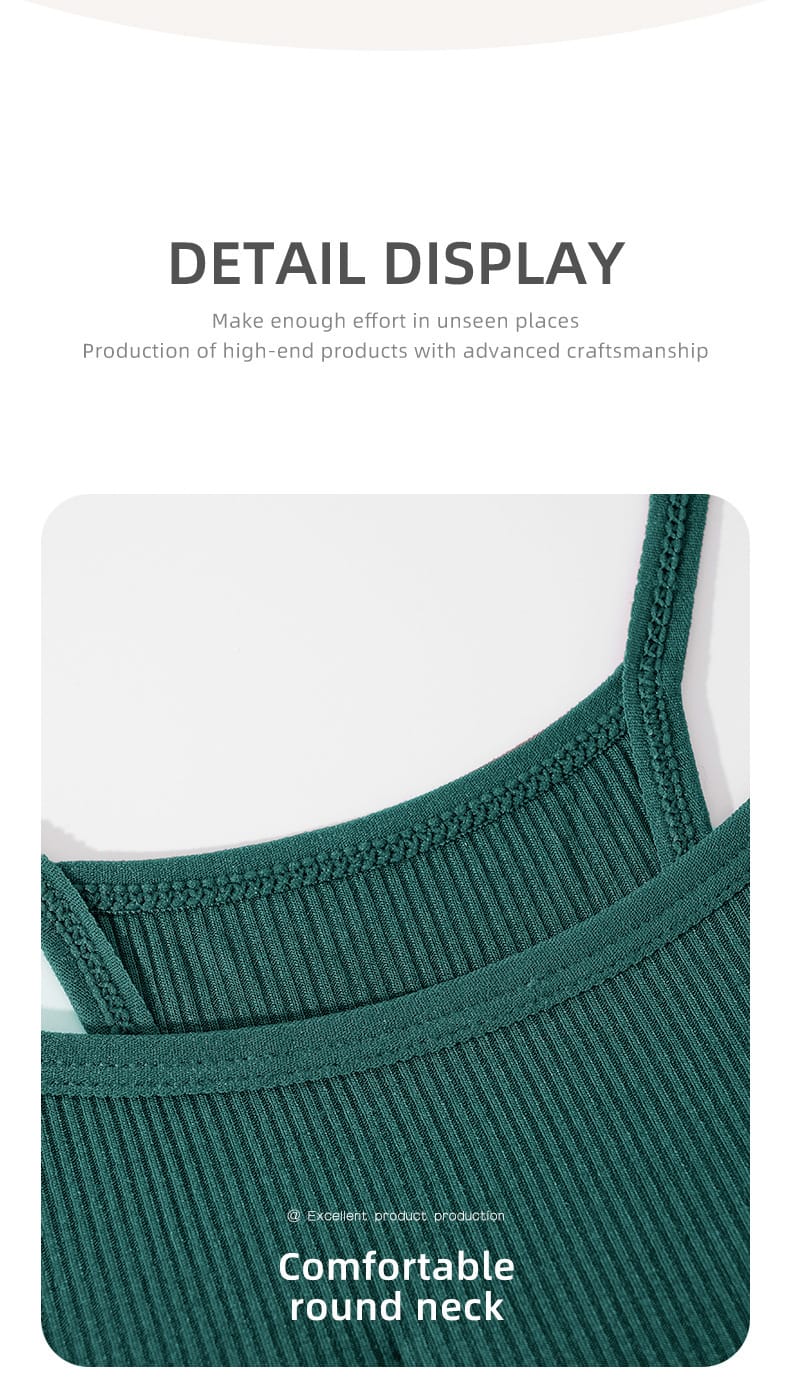 Qinelle 29170 racerback sports bra and brief set - Forest Green round neck seam and ribbed knit detail
