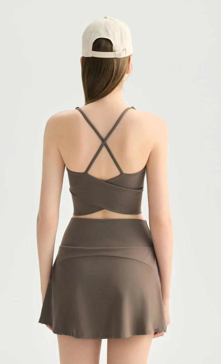 Qinelle racerback sports bra crop top coffee back