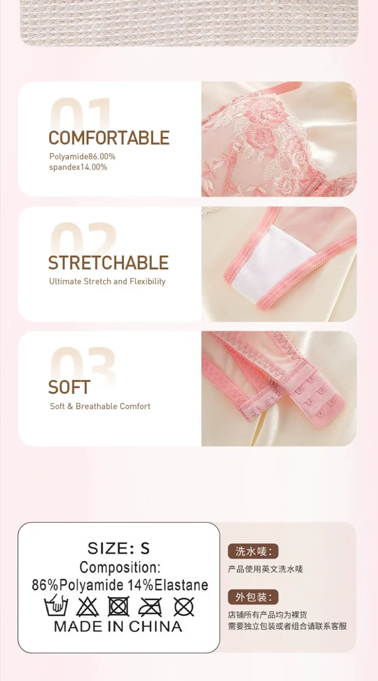Pink floral lace bralette and brief shaping set flatlay view
