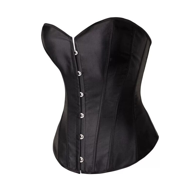 Qinelle 30897 Black angled front view showing structured boning and front hooks