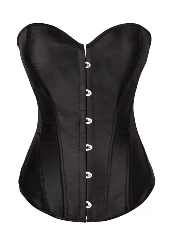 Qinelle 30897 Black front view with hook-and-eye closure and sweetheart strapless neckline