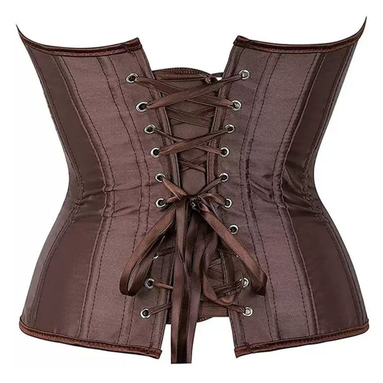 Qinelle 30897 Coffee back view with adjustable lace-up corset closure