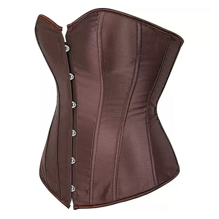 Qinelle 30897 Coffee front view with satin finish and hook-and-eye closure