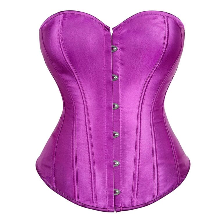 Qinelle 30897 Fuchsia front view with satin finish and waist-cinching lines