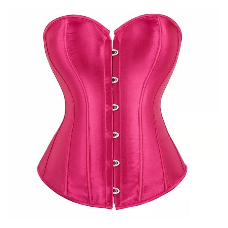 Qinelle 30897 Hot Pink front view with hook-and-eye closure and satin finish
