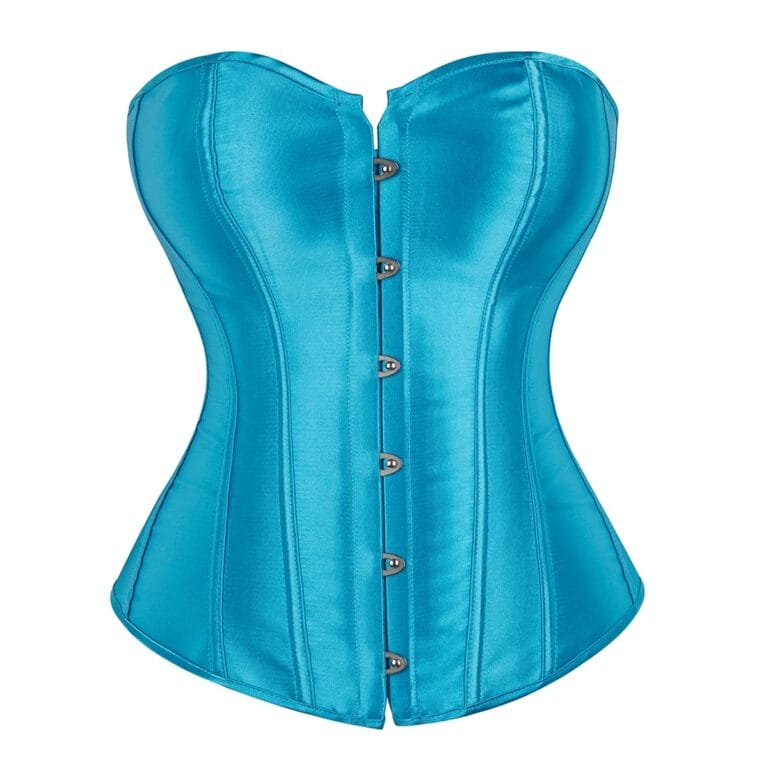 Qinelle 30897 Turquoise front view with structured strapless corset panels