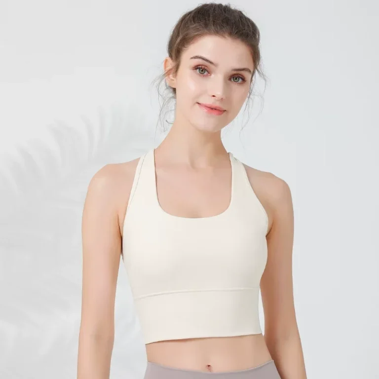 Off White longline sports bra crop top lifestyle view