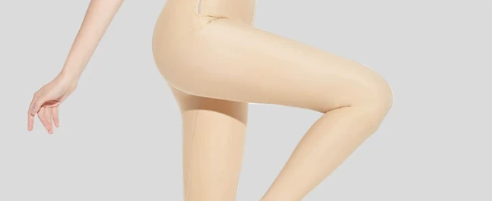 Nude full-length compression leggings leg profile