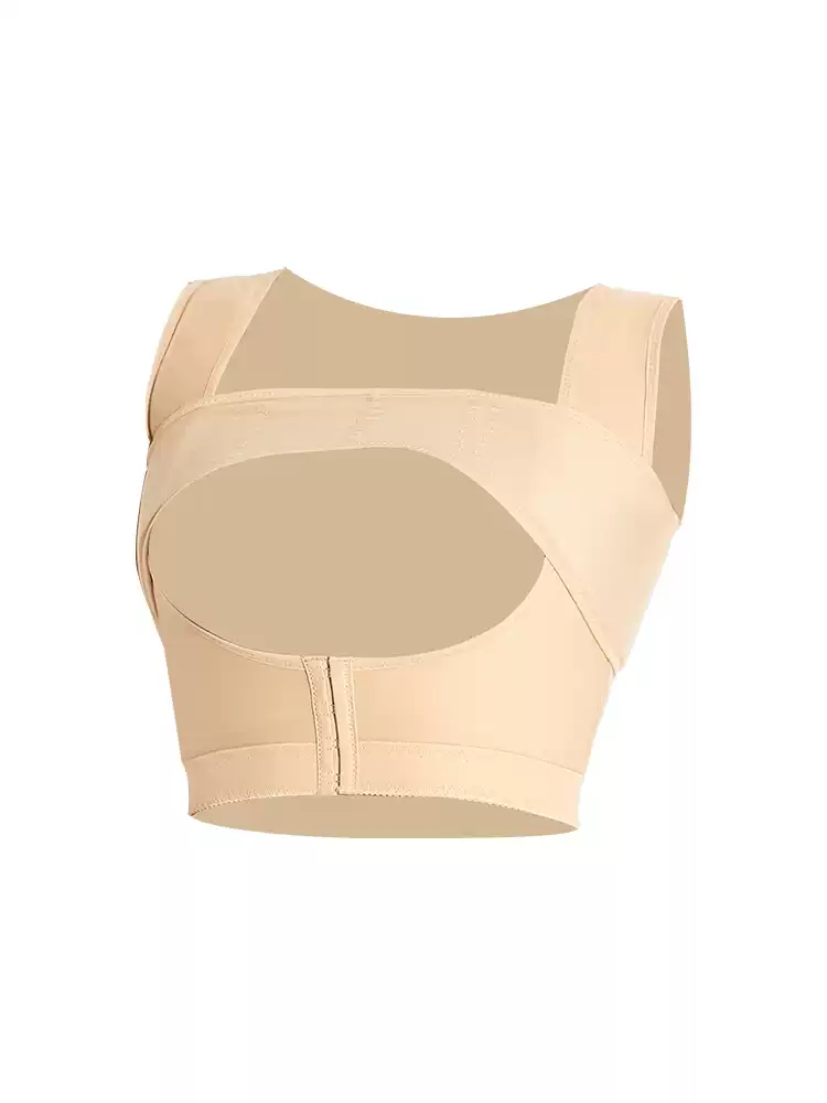 Qinelle nude open-bust front-hook post-surgery compression bra vest product view