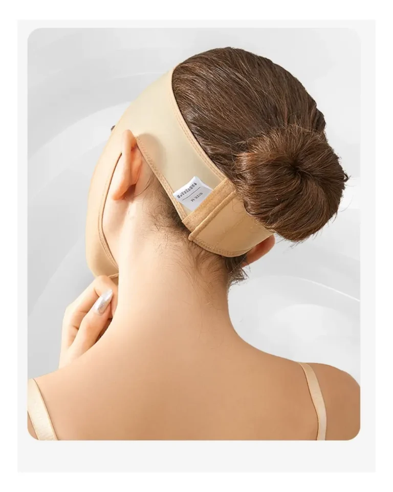 Skin-color facial compression mask rear hook-and-loop closure