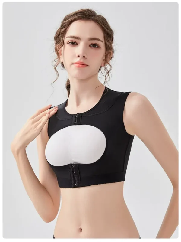 Open-Bust Post-Surgery Compression Vest with Front Hooks