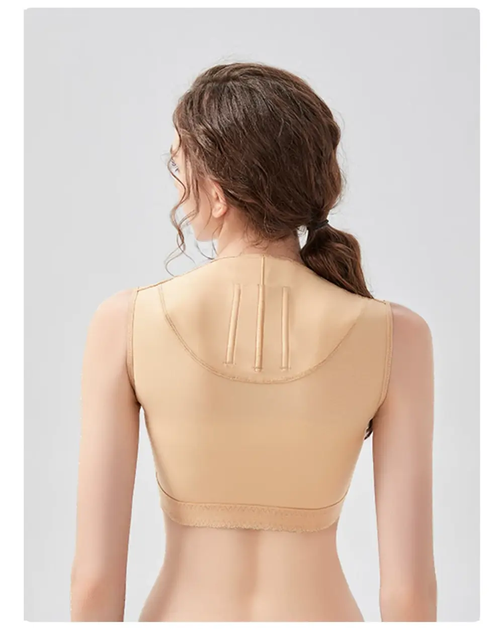 Skin-color support vest back view with support channels