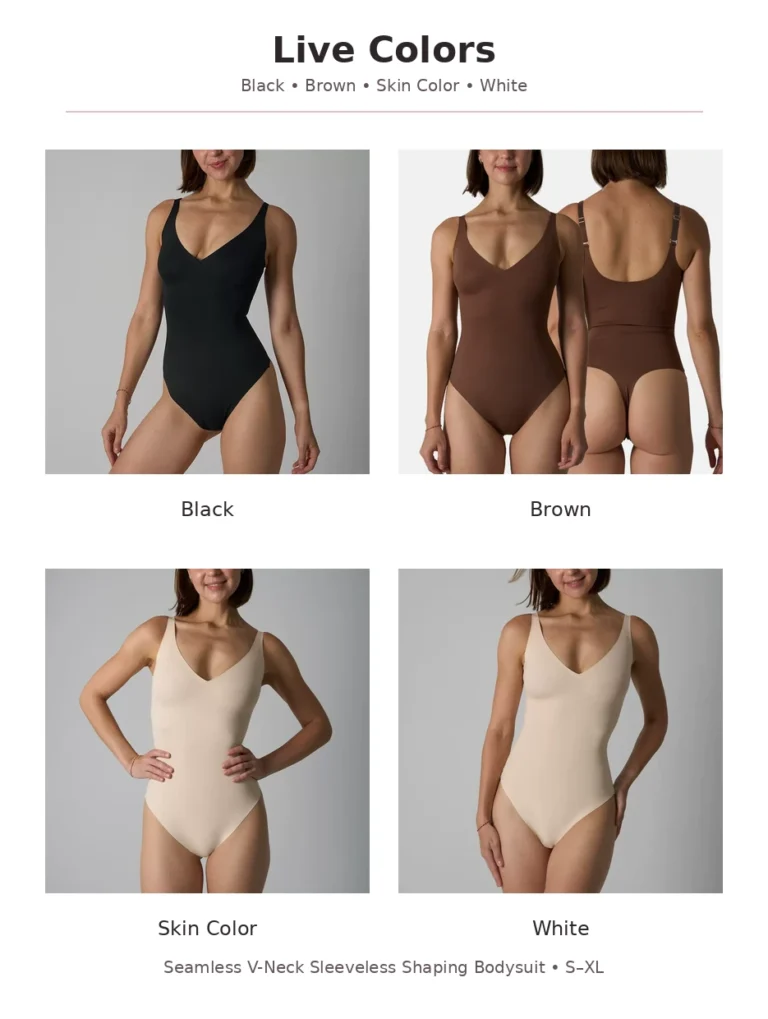 Qinelle live colors for seamless V-neck sleeveless shaping bodysuit