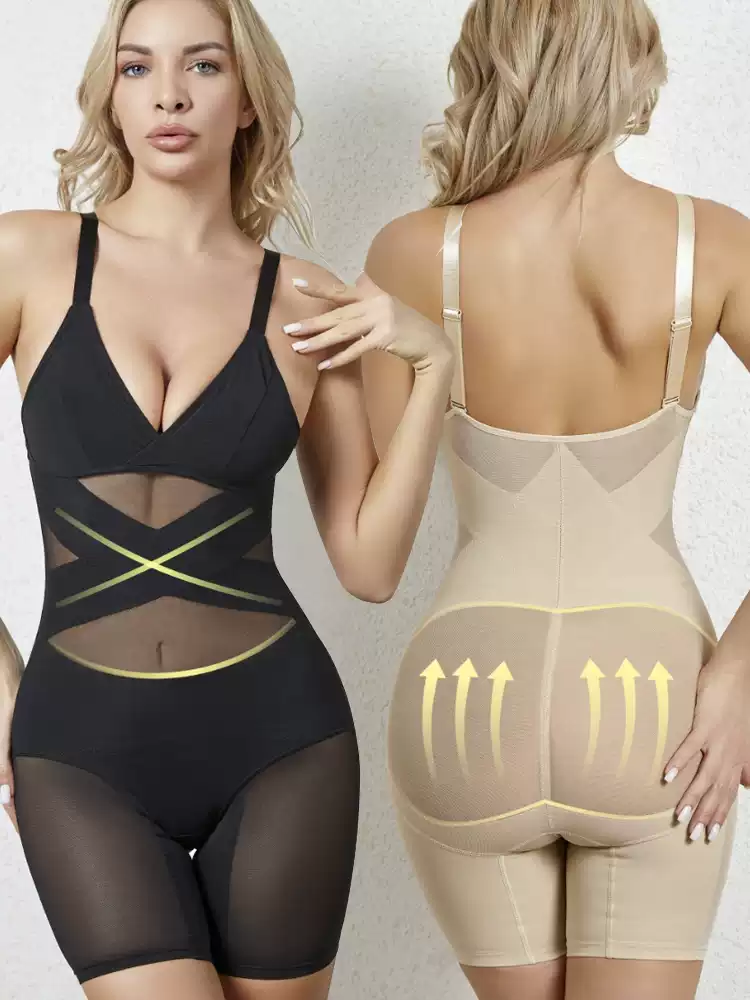 Black front and Nude back views