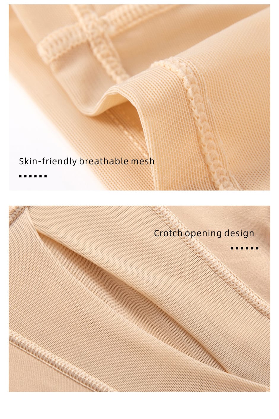 Mesh and open-crotch construction detail