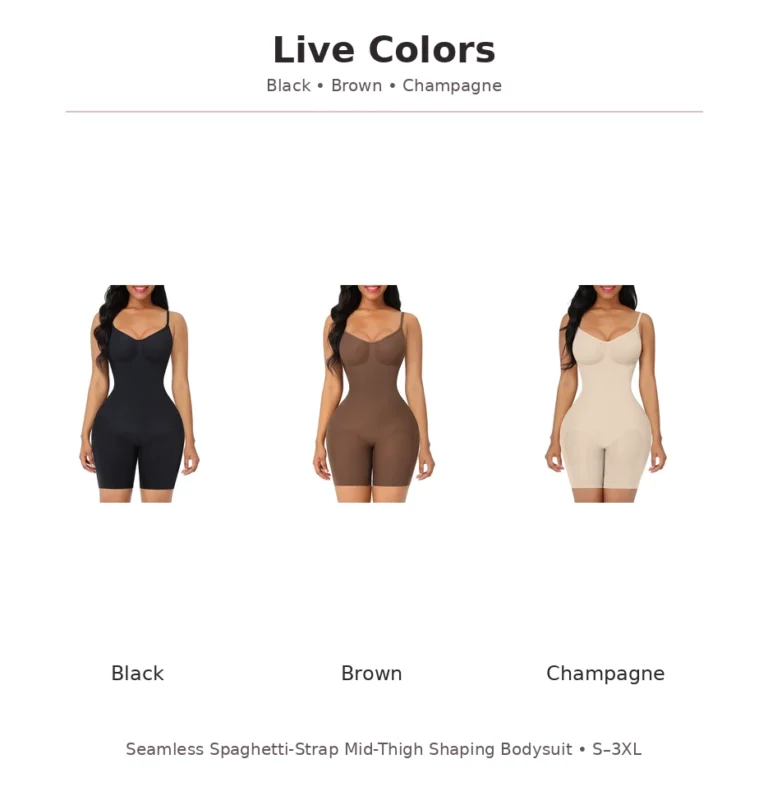 Qinelle live colors for seamless spaghetti-strap mid-thigh shaping bodysuit