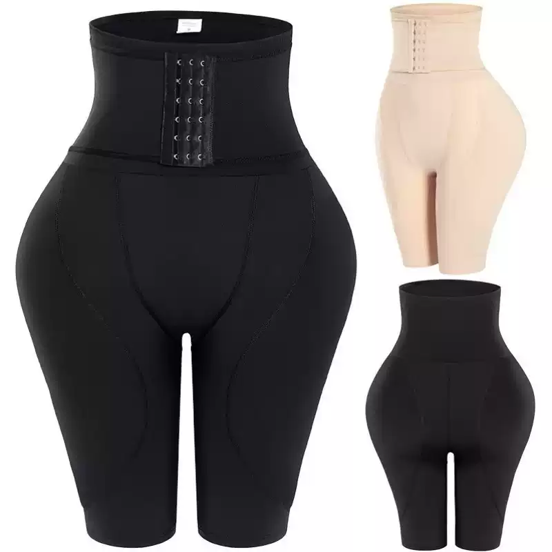 Front and back product views of the Black and Nude shaper shorts