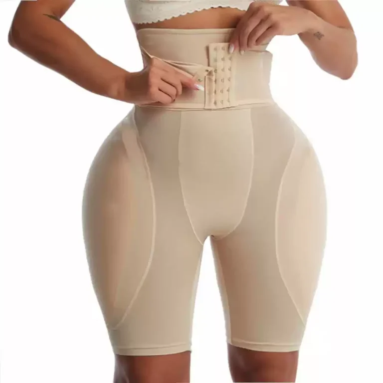 Nude front model view with hook closure open